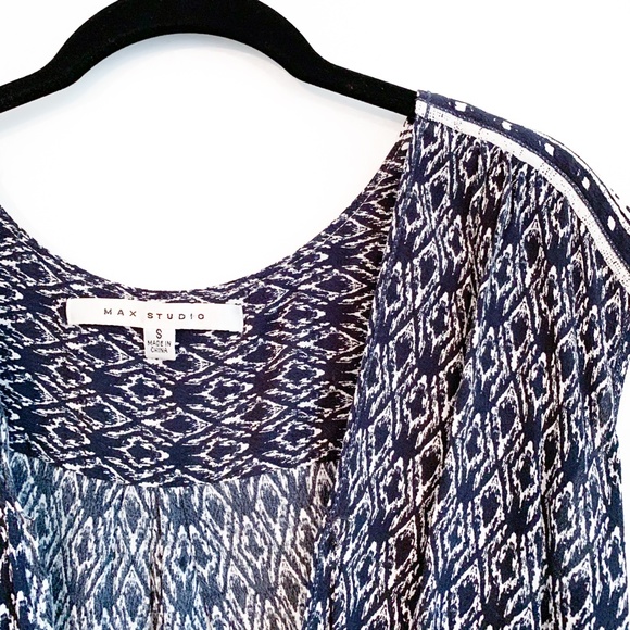 Max Studio Surplice Wrap Print Top Small - Picture 3 of 4